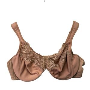 Glamorise Womens Bra 44C Copper Brown Lace Underwire Balconette Lace Trim